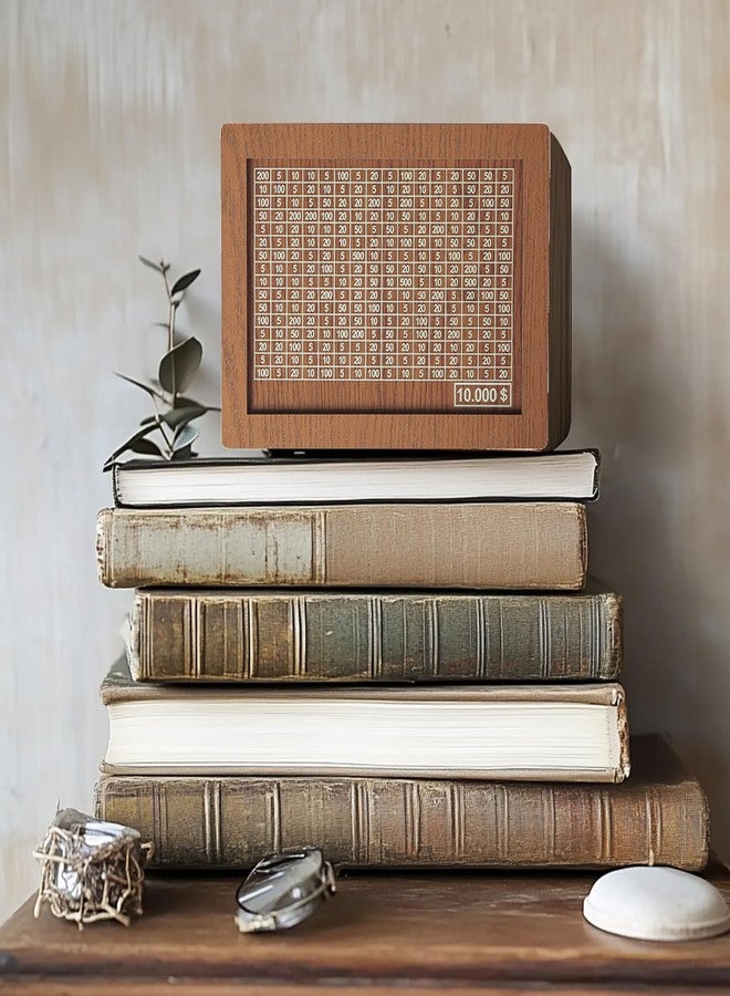 واي بي حصالة نقود خشبية لتحدي الادخار بقيمة 10 آلاف - صندوق ادخار رقمي للعملات المعدنية مع أرقام - Image 2